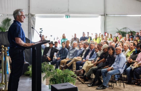 Chief Executive Ryan Cavanagh addresses the crowd